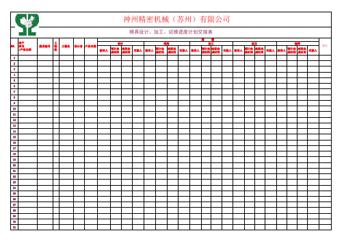 模具设计、加工、试模进度计划交接表