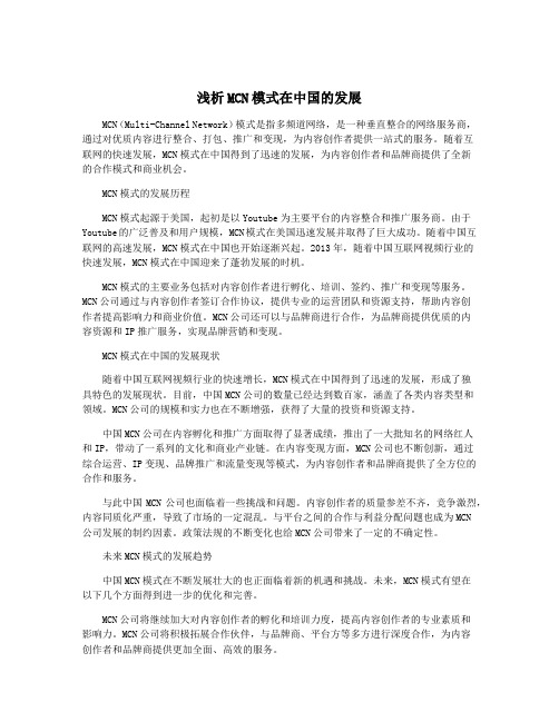 浅析MCN模式在中国的发展