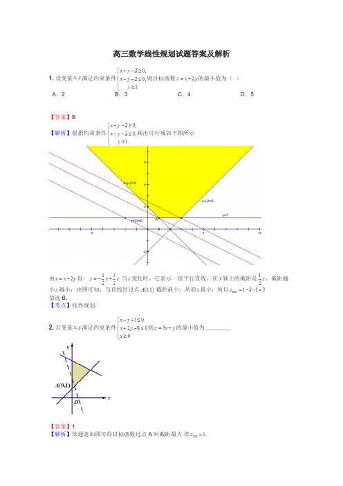 高三数学线性规划试题答案及解析
