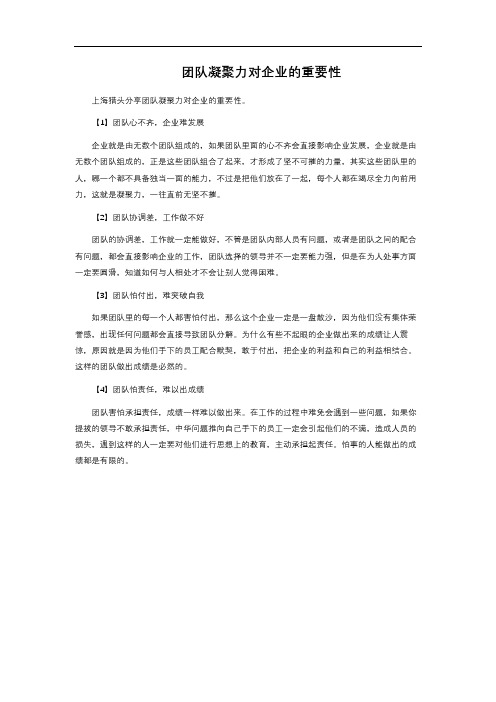 团队凝聚力对企业的重要性 