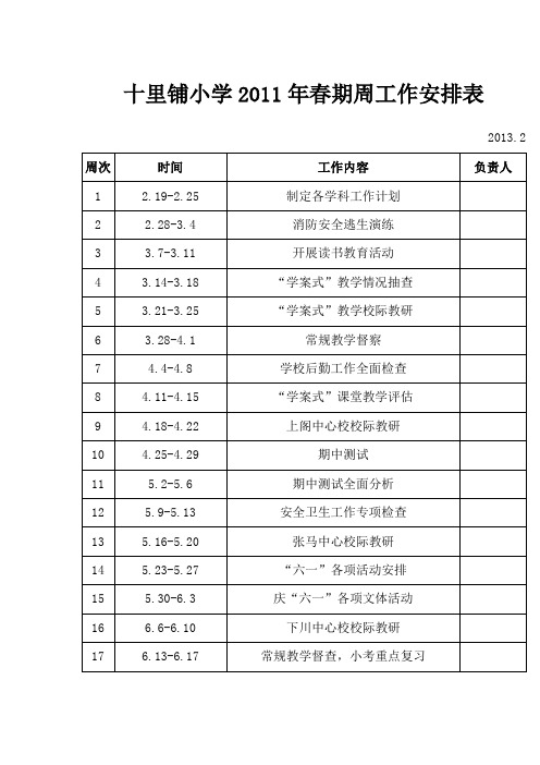 春期周安排、行政历