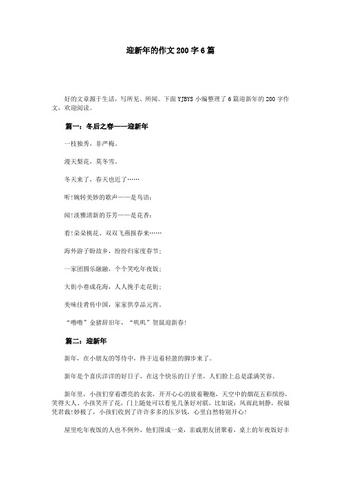 迎新年的作文200字6篇