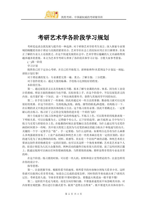 考研艺术学各阶段学习规划