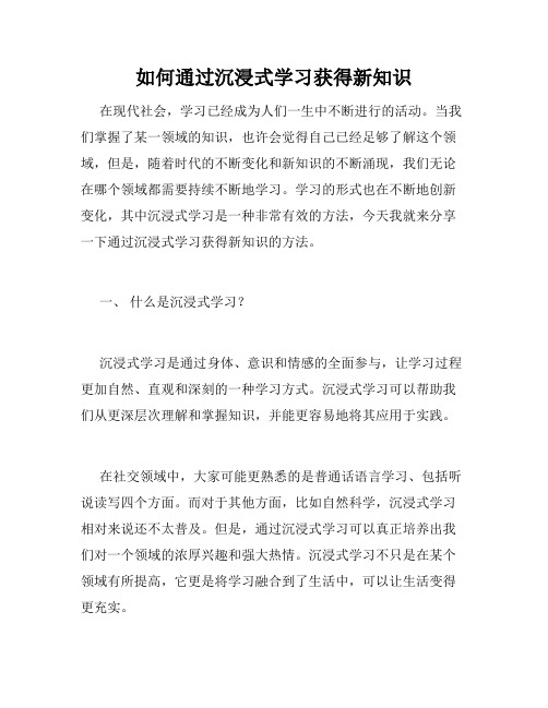 如何通过沉浸式学习获得新知识