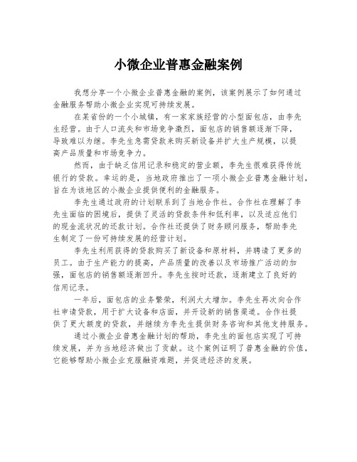 小微企业普惠金融案例