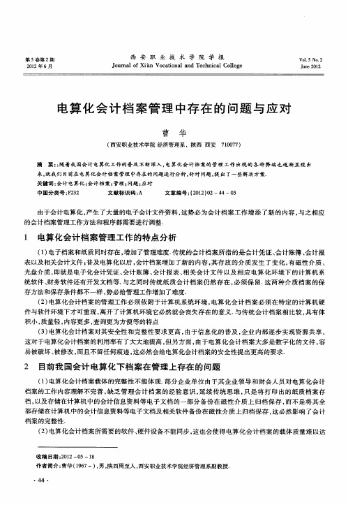 电算化会计档案管理中存在的问题与应对