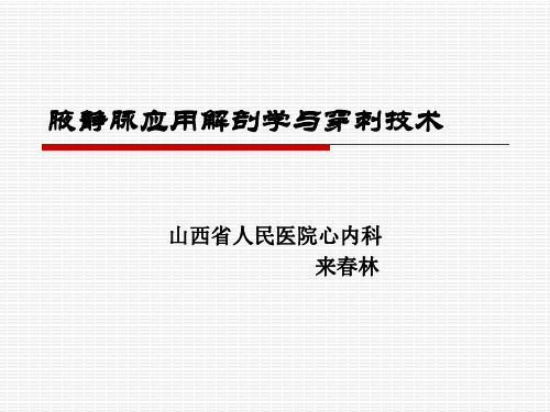 腋静脉应用解剖学与穿刺技术