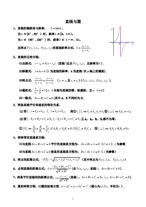 直线与圆知识点总结