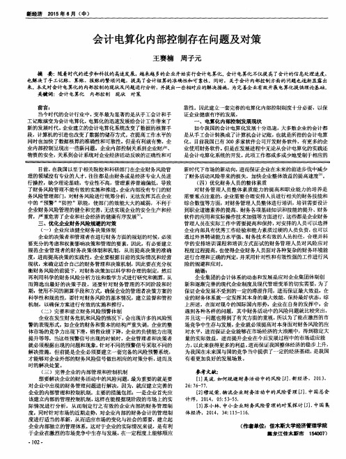 会计电算化内部控制存在问题及对策