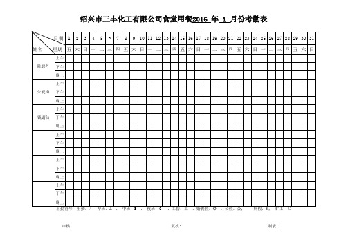 食堂用餐考勤表