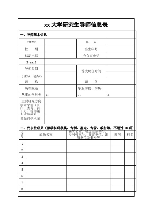 大学研究生导师信息表T模版