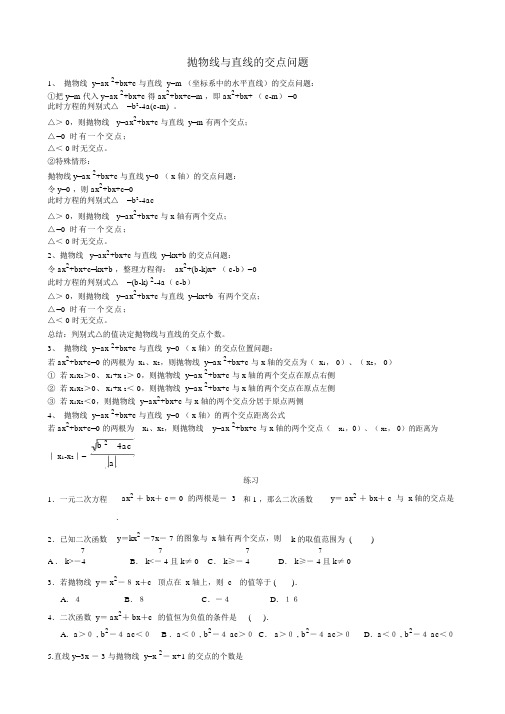 抛物线与直线的交点问题
