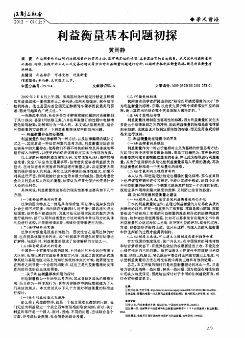 利益衡量基本问题初探