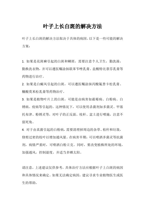 叶子上长白斑的解决方法