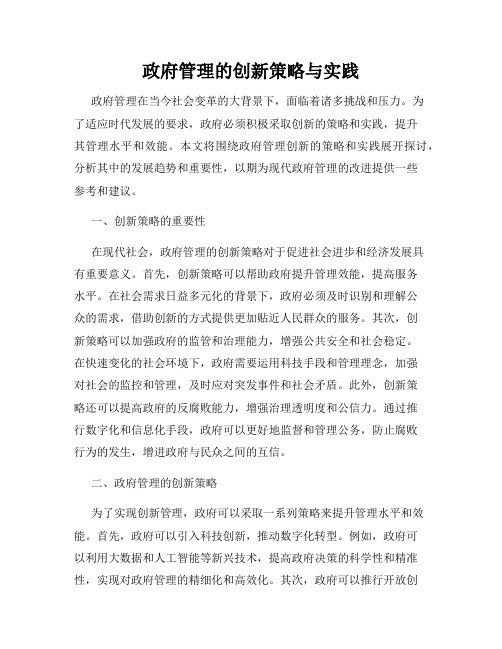 政府管理的创新策略与实践