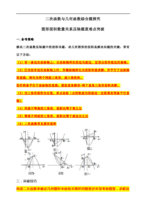 二次函数与几何函数综合题：探究图形面积数量关系压轴题重难点突破