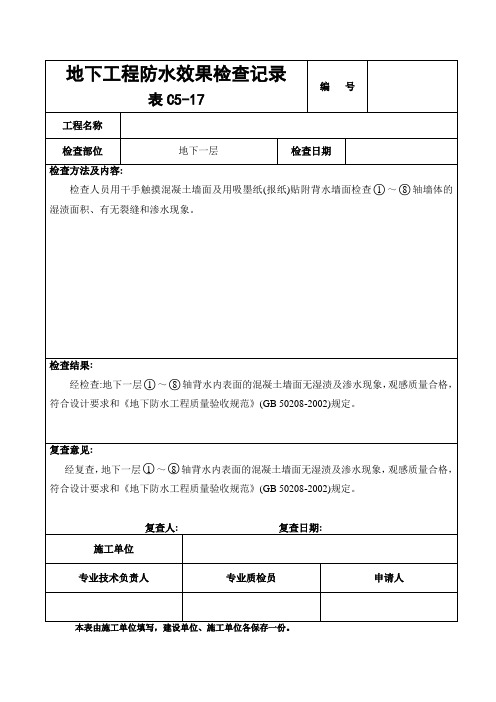 地下工程防水效果检查记录(房建类)