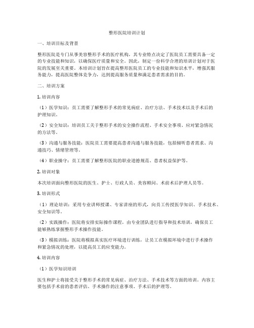 整形医院培训计划