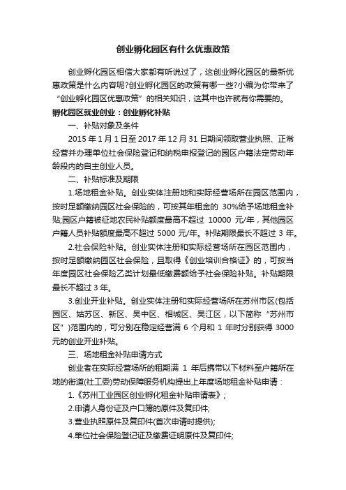 创业孵化园区有什么优惠政策