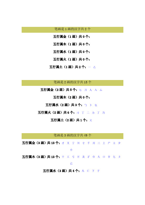 康熙字典-繁体字笔画五行1-30