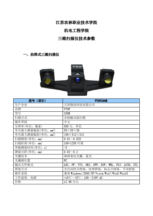 3D扫描仪参数