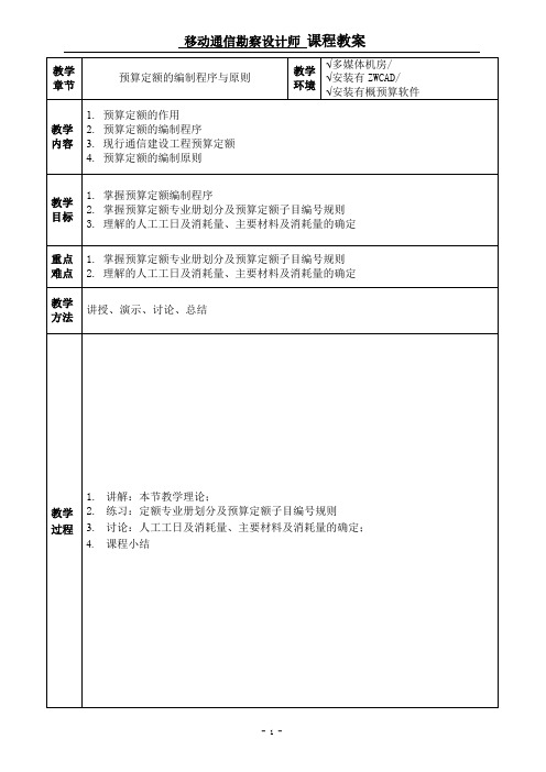 预算定额的编制程序与原则