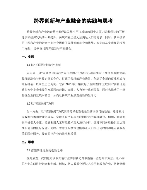 跨界创新与产业融合的实践与思考