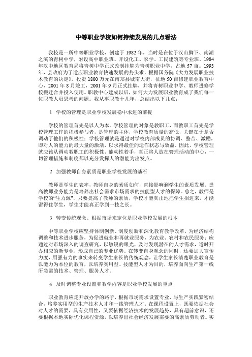 中等职业学校如何持续发展的几点看法