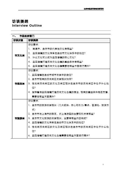 访谈提纲——市级领导