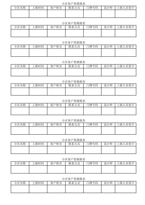 客户资源统计表