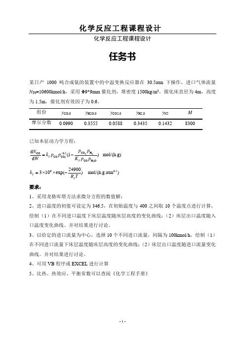 河北科技大学反应工程课设