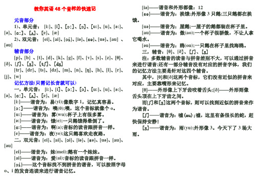 教你英语48个音标的快速记忆法