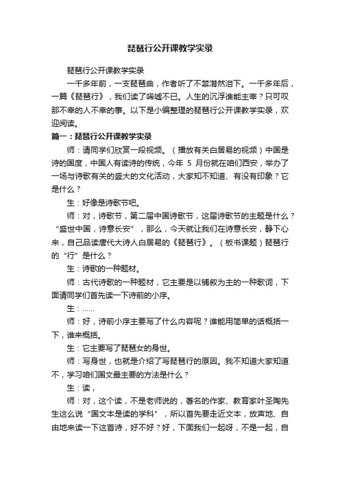 琵琶行公开课教学实录