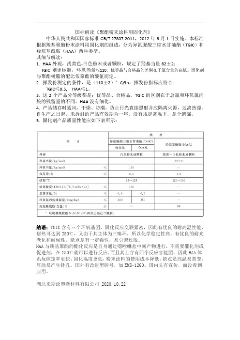 国标解读：聚酯粉末涂料固化剂