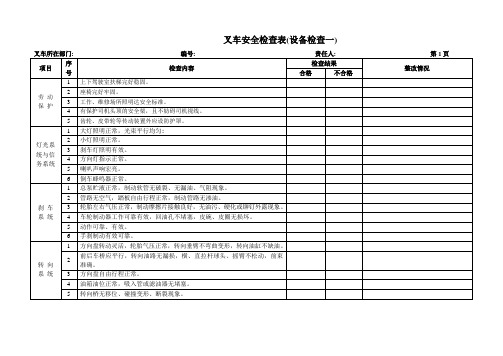 叉车安全检查表