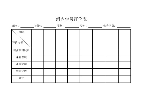 学生小组评价表