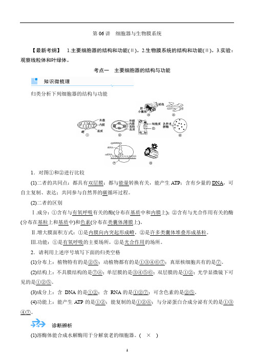 备战2020年高考生物一轮复习第6讲 细胞器与生物膜系统 讲义