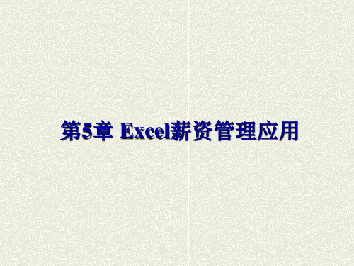 《Excel财务应用教程》课件第5章