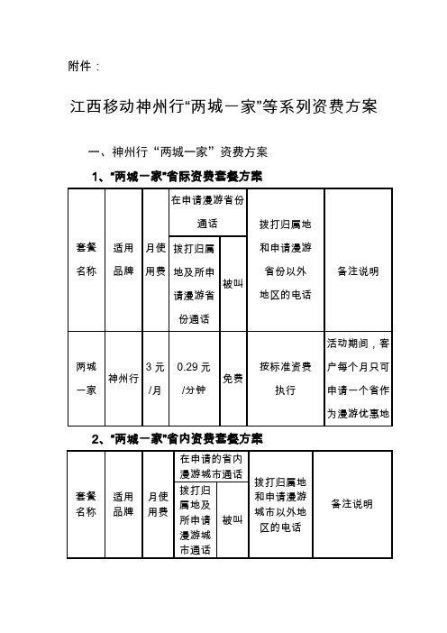 江西移动神州行“两城一家”等系列资费方案2010121 164408