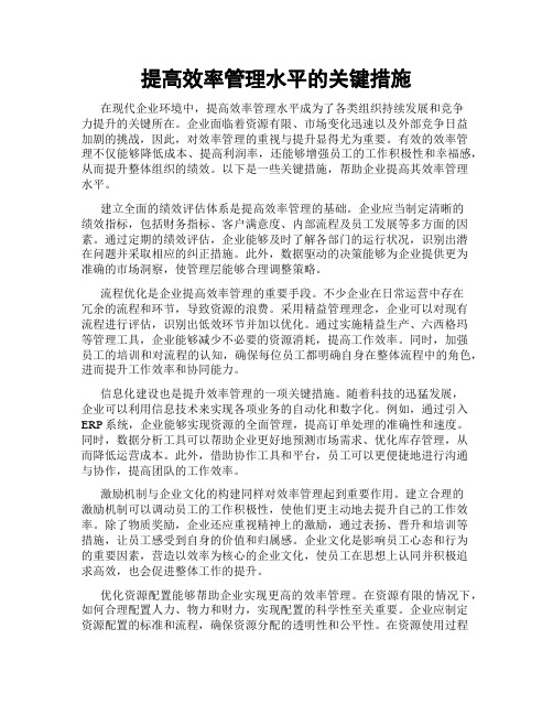 提高效率管理水平的关键措施