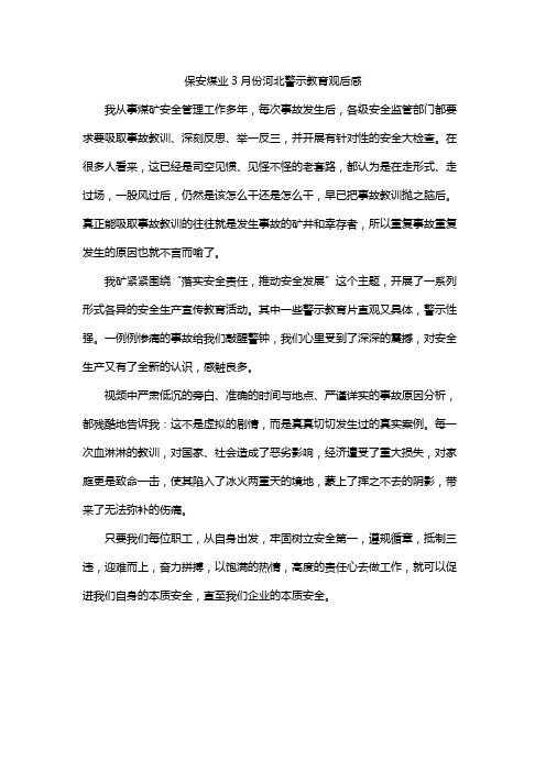 保安煤业3月份河北警示教育观后感