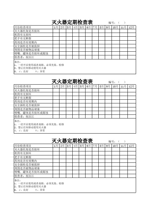 灭火器检查表