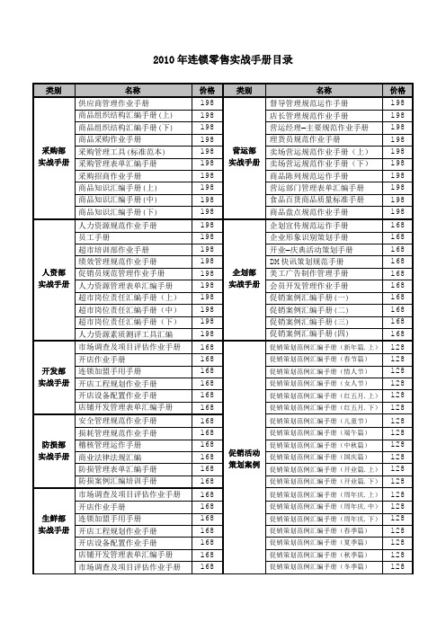 2010年连锁零售实战手册 新版