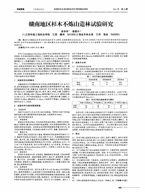 赣南地区杉木不炼山造林试验研究