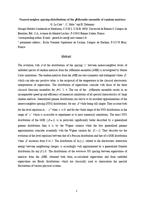 Nearest-neigbor spacing distributions of the beta-Hermite ensemble of random matrices