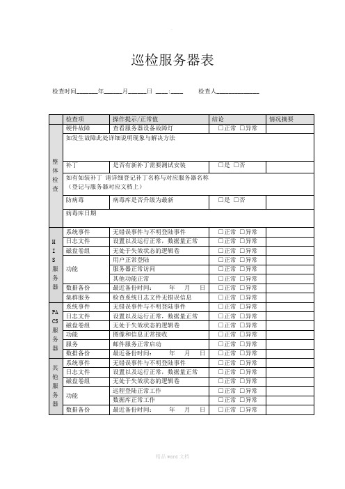 服务器巡检记录