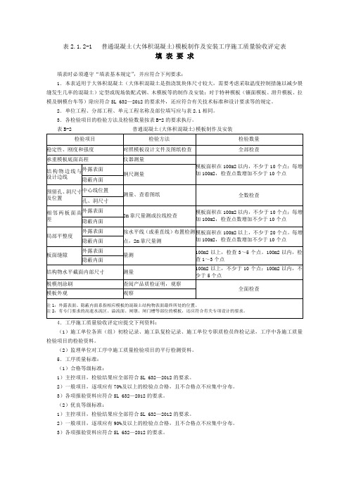 模板工序质量评定表--年水利工程知识讲解