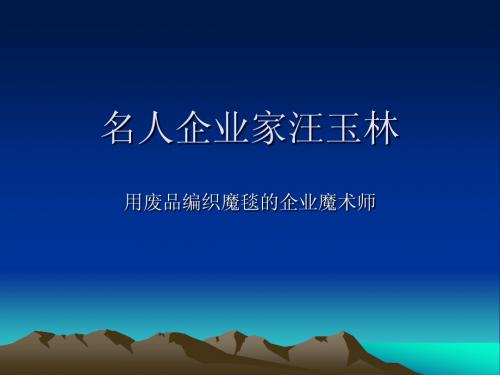 名人企业家汪玉林人物资料