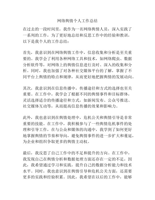 网络舆情个人工作总结