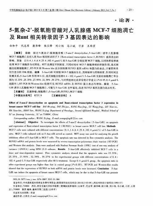 5-氮杂-2′-脱氧胞苷酸对人乳腺癌MCF-7细胞凋亡及Runt相关转录因子3基因表达的影响